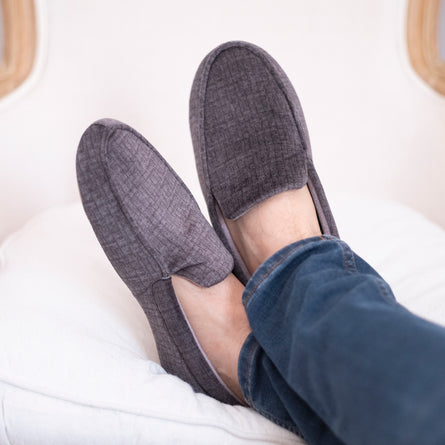 Zapatillas de casa mocasines Hombre suela blanda Gris - Isotoner