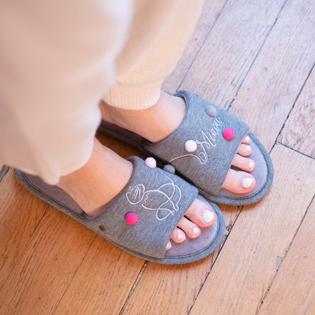 Zapatillas de casa sandalias Mujer Gris jaspeado fantasía - Isotoner