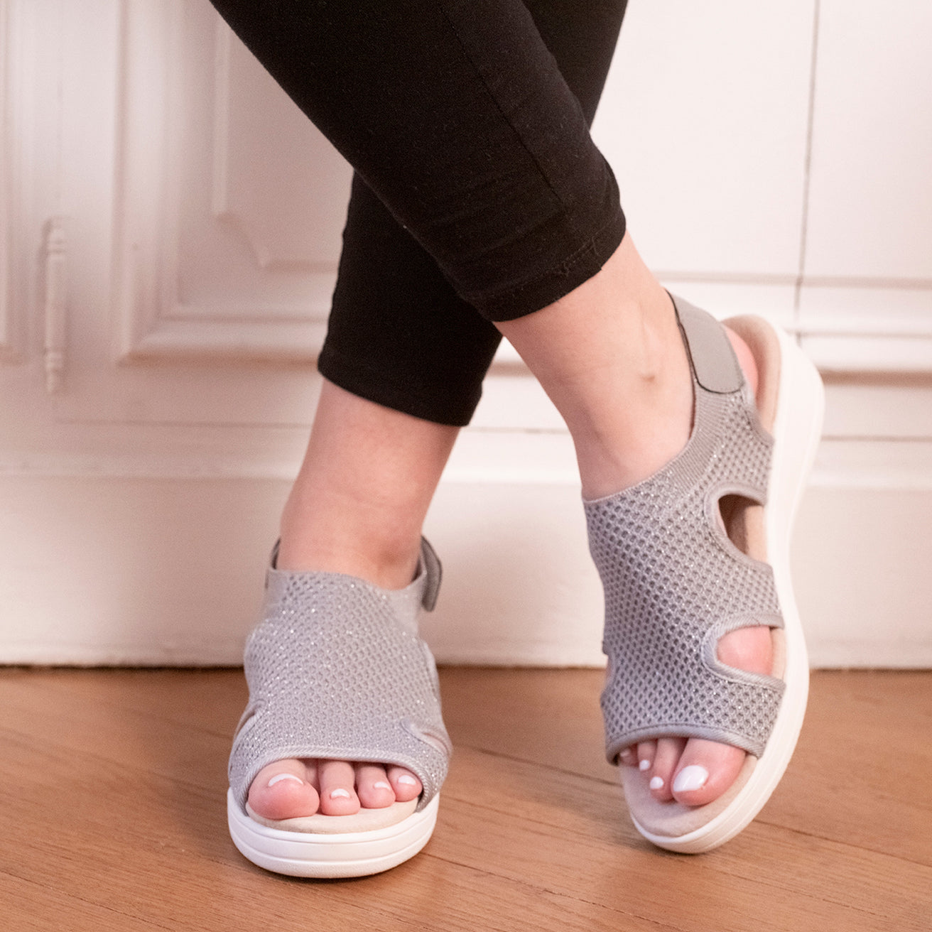 Sandalias Mujer CONFORT PLUS Gris Lurex