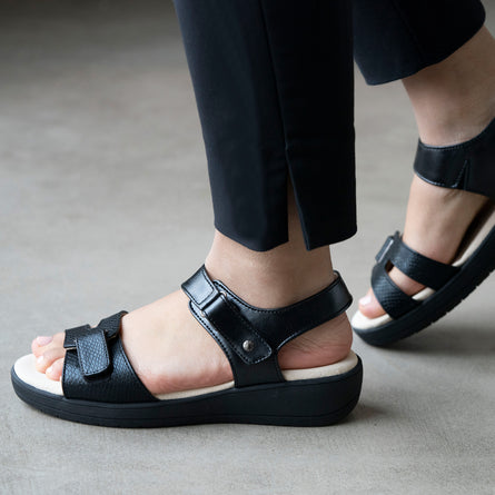 Sandalias Mujer CONFORT PLUS Rosa textiles Negro - Isotoner