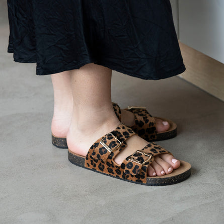 Mules sandalias Mujer Doble Correa Leopardo - Isotoner