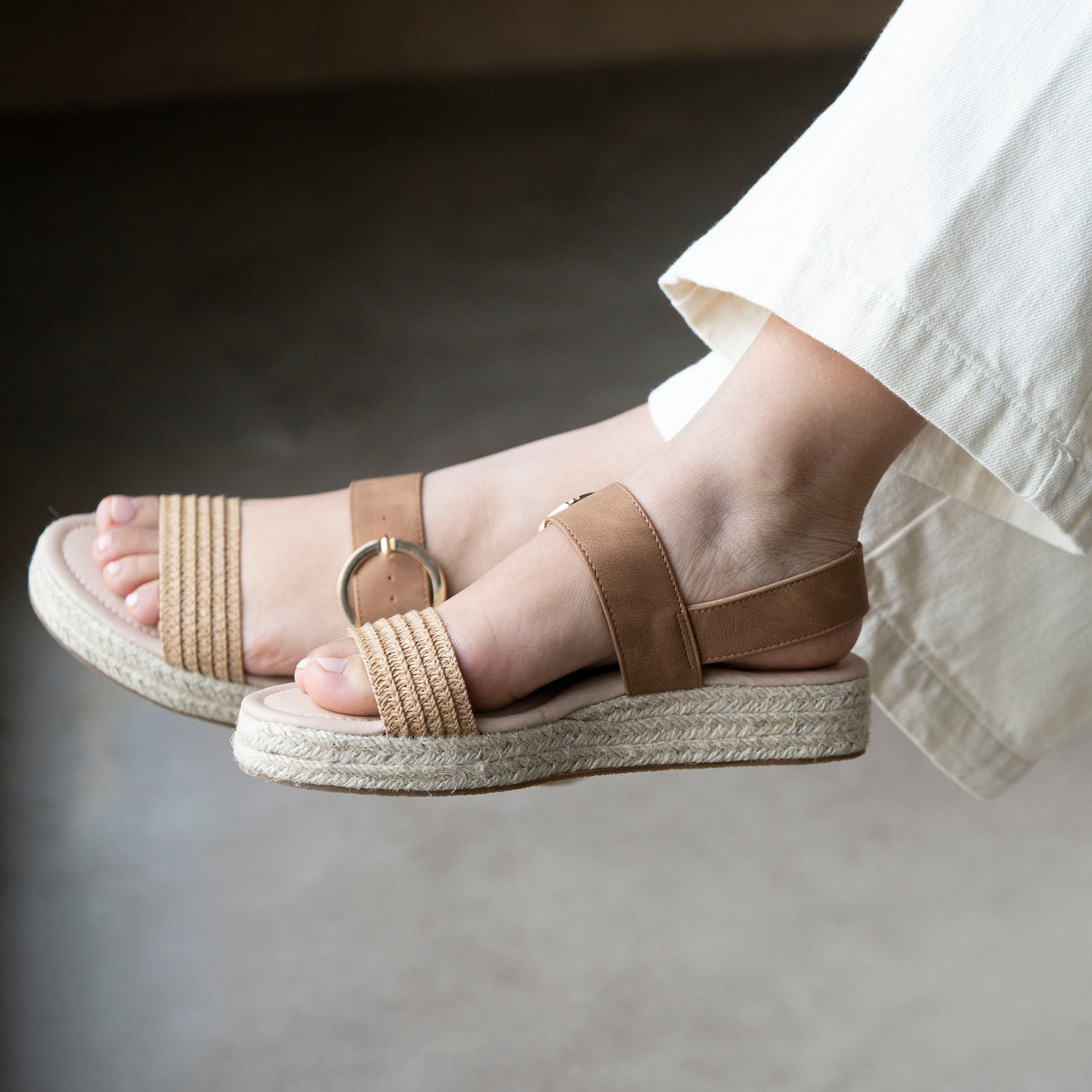 Sandalias Mujer Trenzadas Camel