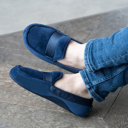 Zapatillas de casa mocasines Hombre Marino chevrón - Isotoner
