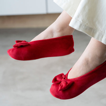 Zapatillas de casa bailarinas Mujer Grande Nudo Rojo - Isotoner