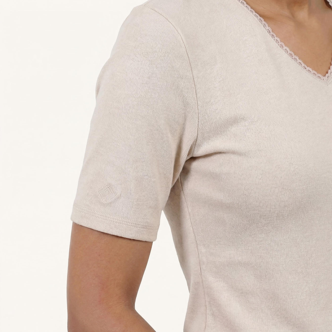 Camiseta Mangas cortas Mujer Beige