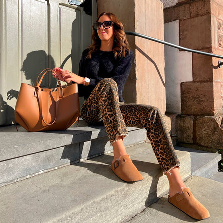 Zuecos forrados en cuero Mujer Camel - Isotoner