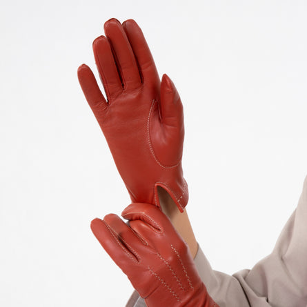 Guantes Mujer Cuero de cordero Mandarina - Isotoner