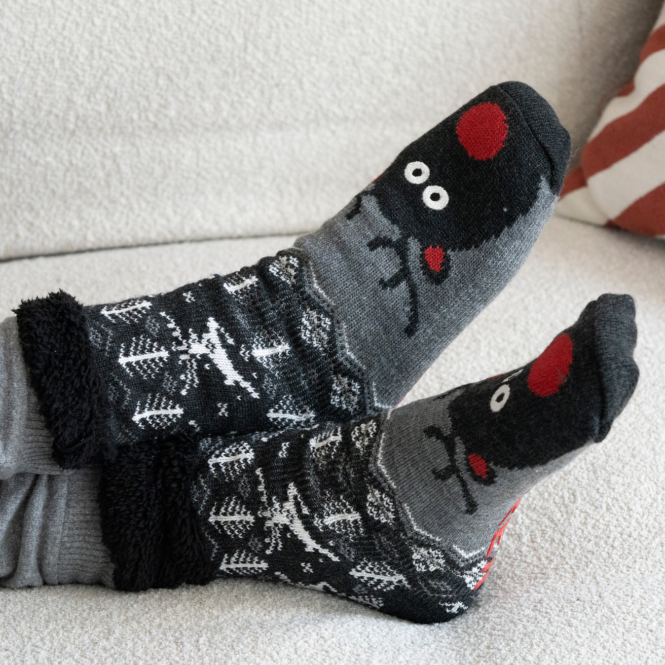 Calcetines forrados Hombre Gris Navidad