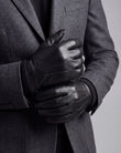 Guantes Hombre cuero/cashmere y seda Negro