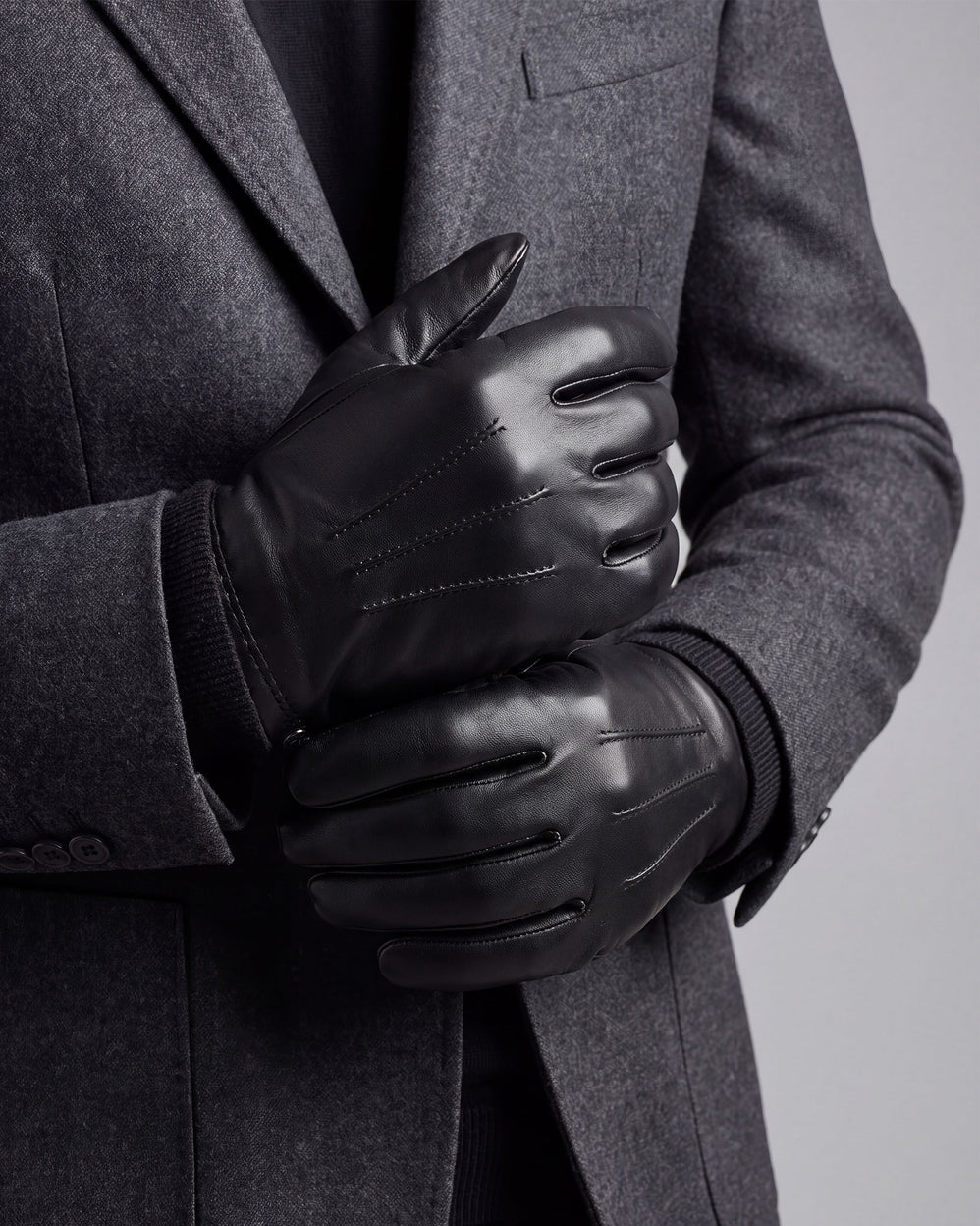 Guantes Hombre cuero/cashmere y seda Negro - Isotoner