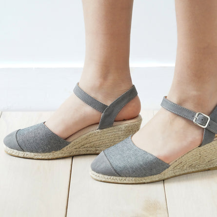 Alpargatas cerradas Mujer con tacón cuerda Gris - Isotoner