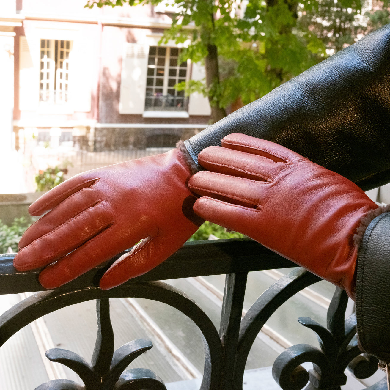 Guantes Mujer cuero Mandarina