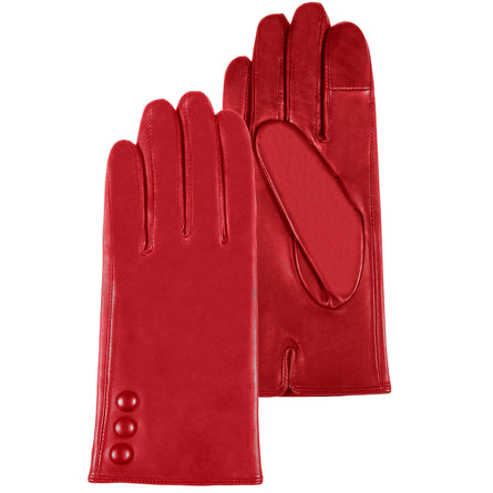 Guantes Mujer cuero 3 botones Rojo - Isotoner