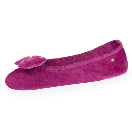 Chaussons ballerines Femme grand noeud Framboise - Isotoner