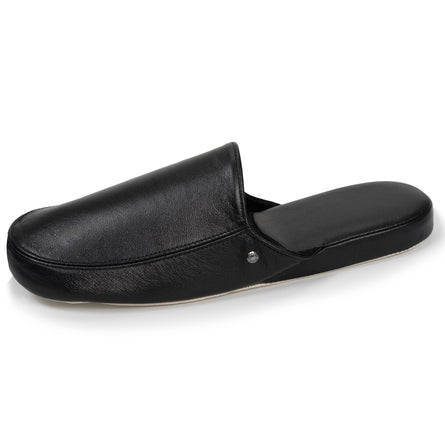 Zapatillas de casa chinelas cuero Hombre Negro - Isotoner