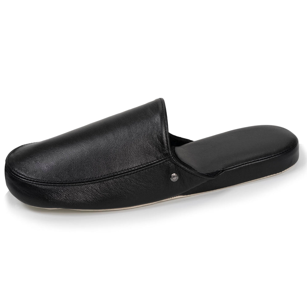 Zapatillas de casa chinelas cuero Hombre Negro - Isotoner