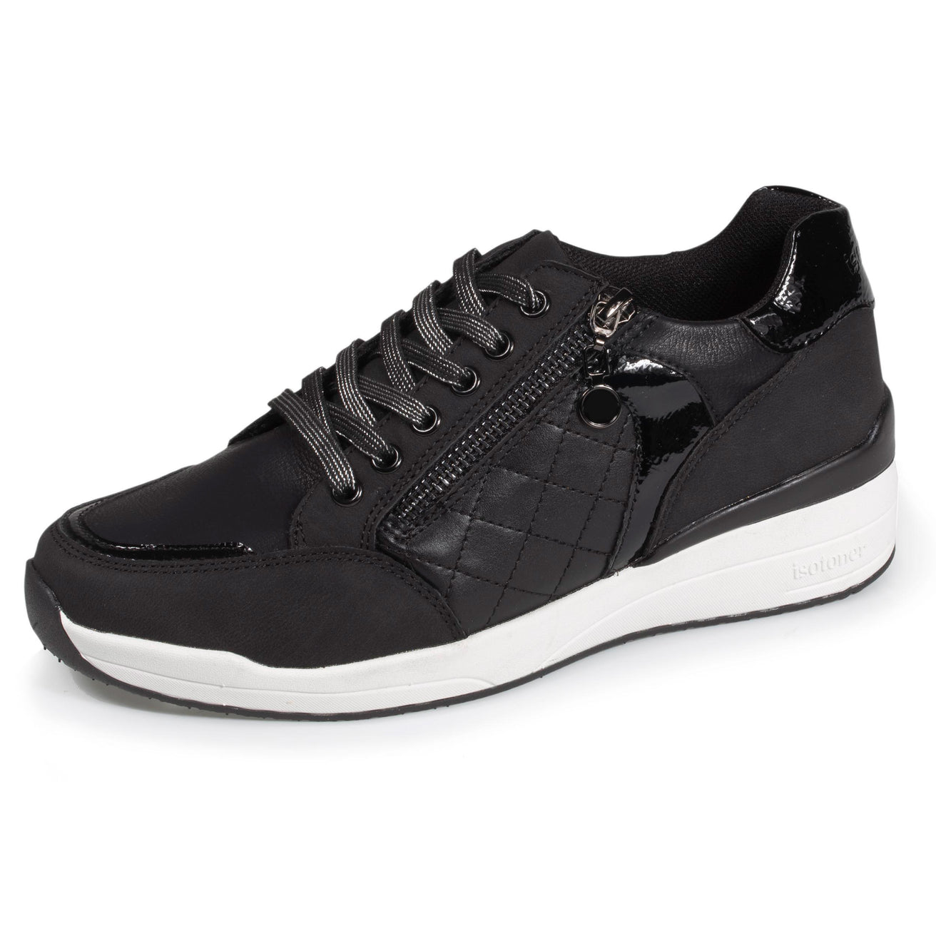 Tenis Mujer CONFORT PLUS con tacón y cremallera Negro