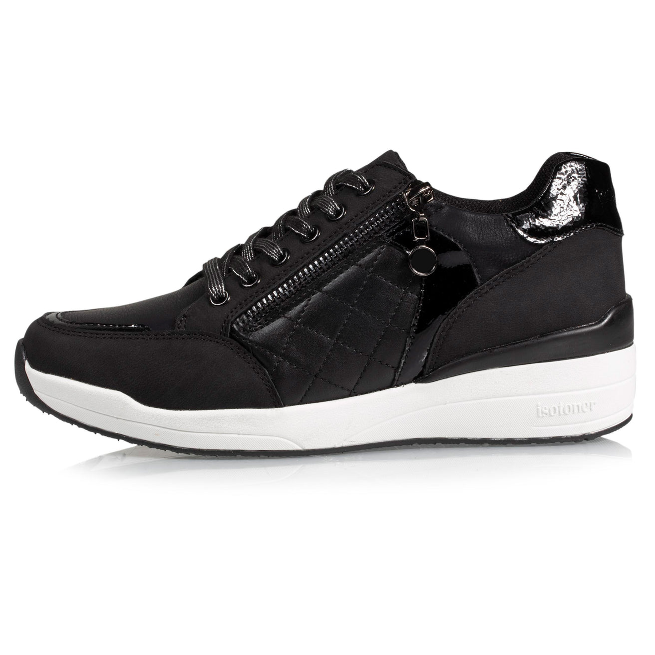 Tenis Mujer CONFORT PLUS con tacón y cremallera Negro