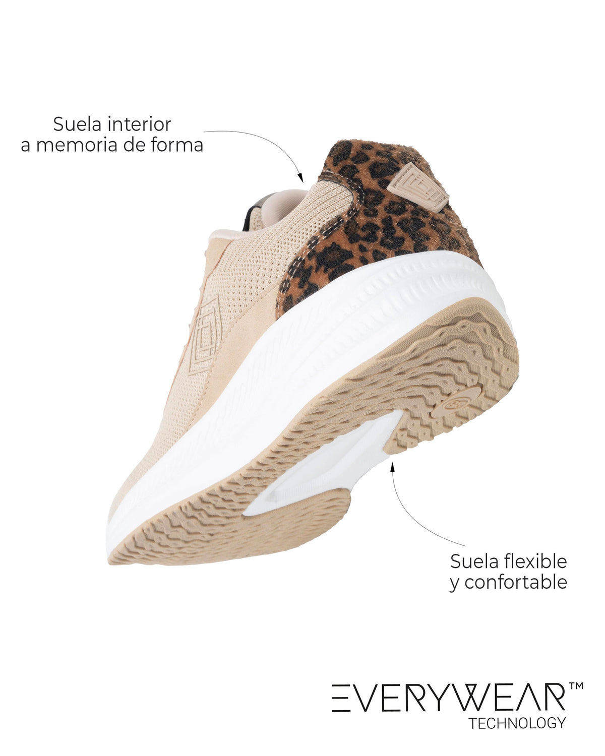 Tenis Mujer Confort Beige/Leopardo