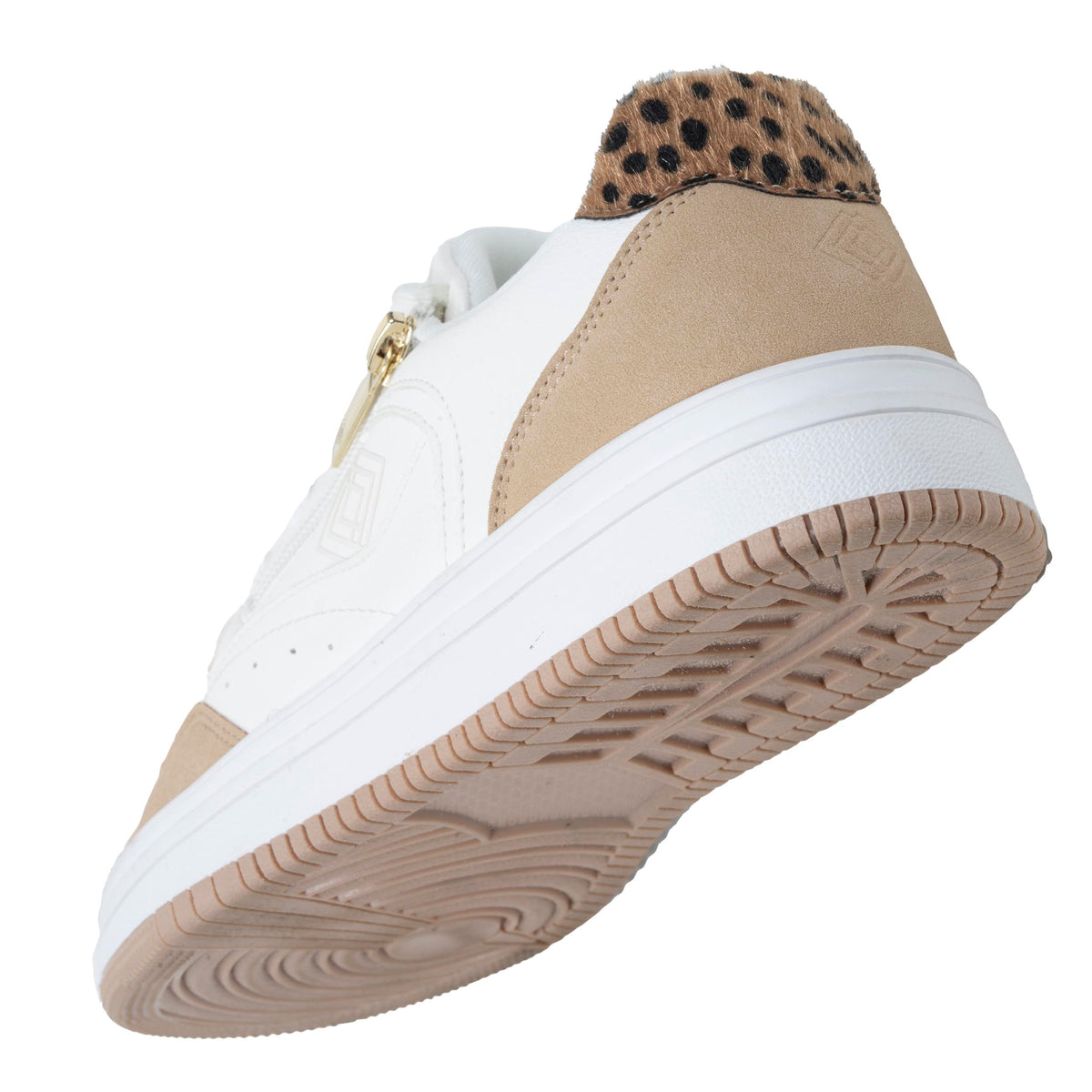 Tenis Mujer detalle zip Blanco/Leopardo