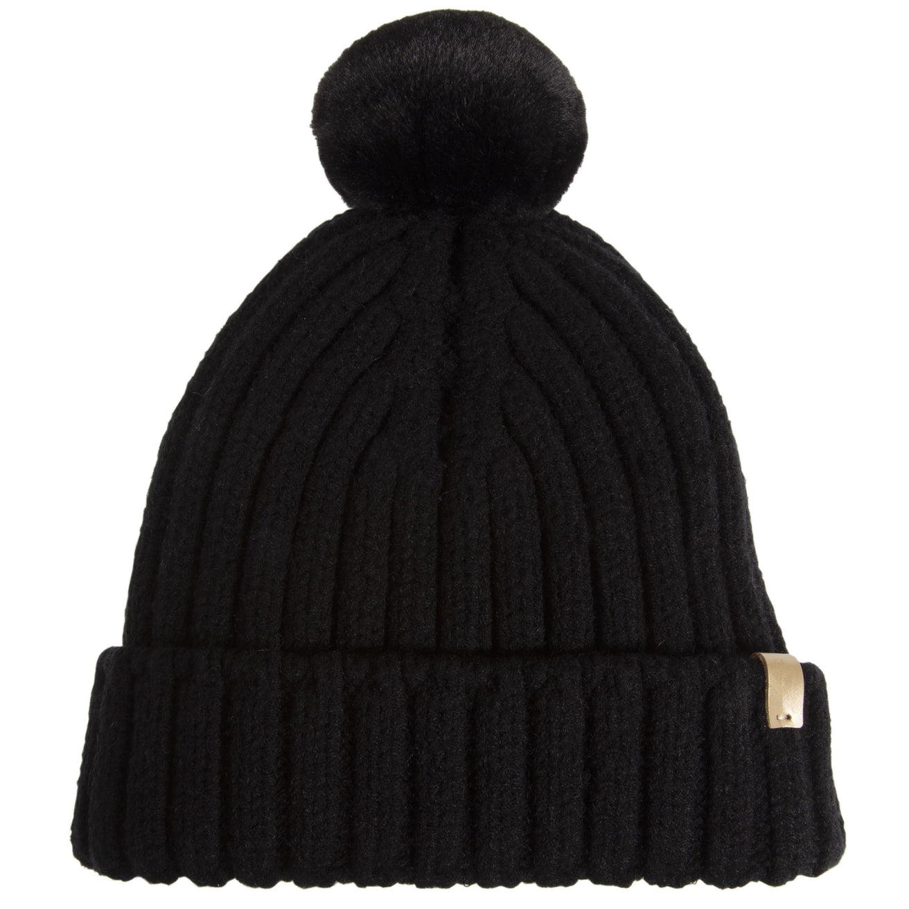 Gorro Mujer con pompon trenzas Negro