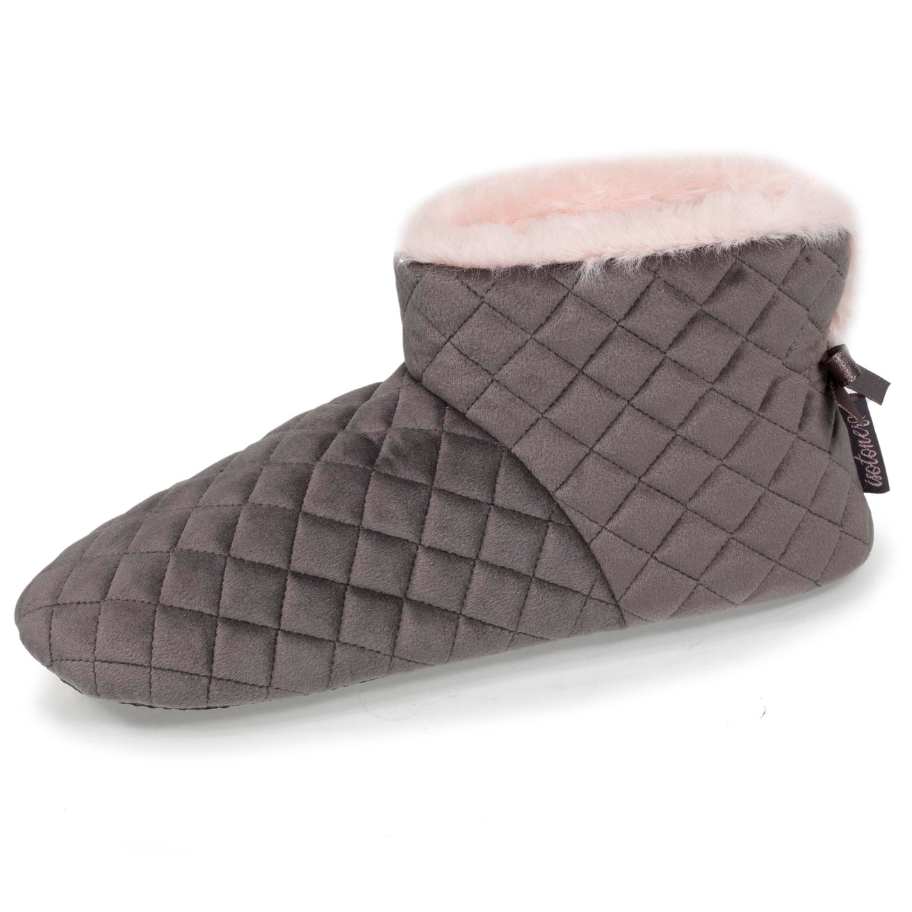 Zapatillas de casa botines Mujer acolchados Gris oscuro