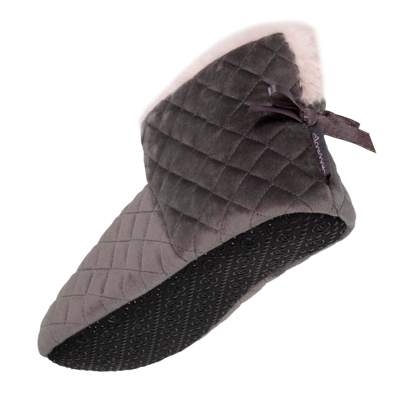 Zapatillas de casa botines Mujer acolchados Gris oscuro