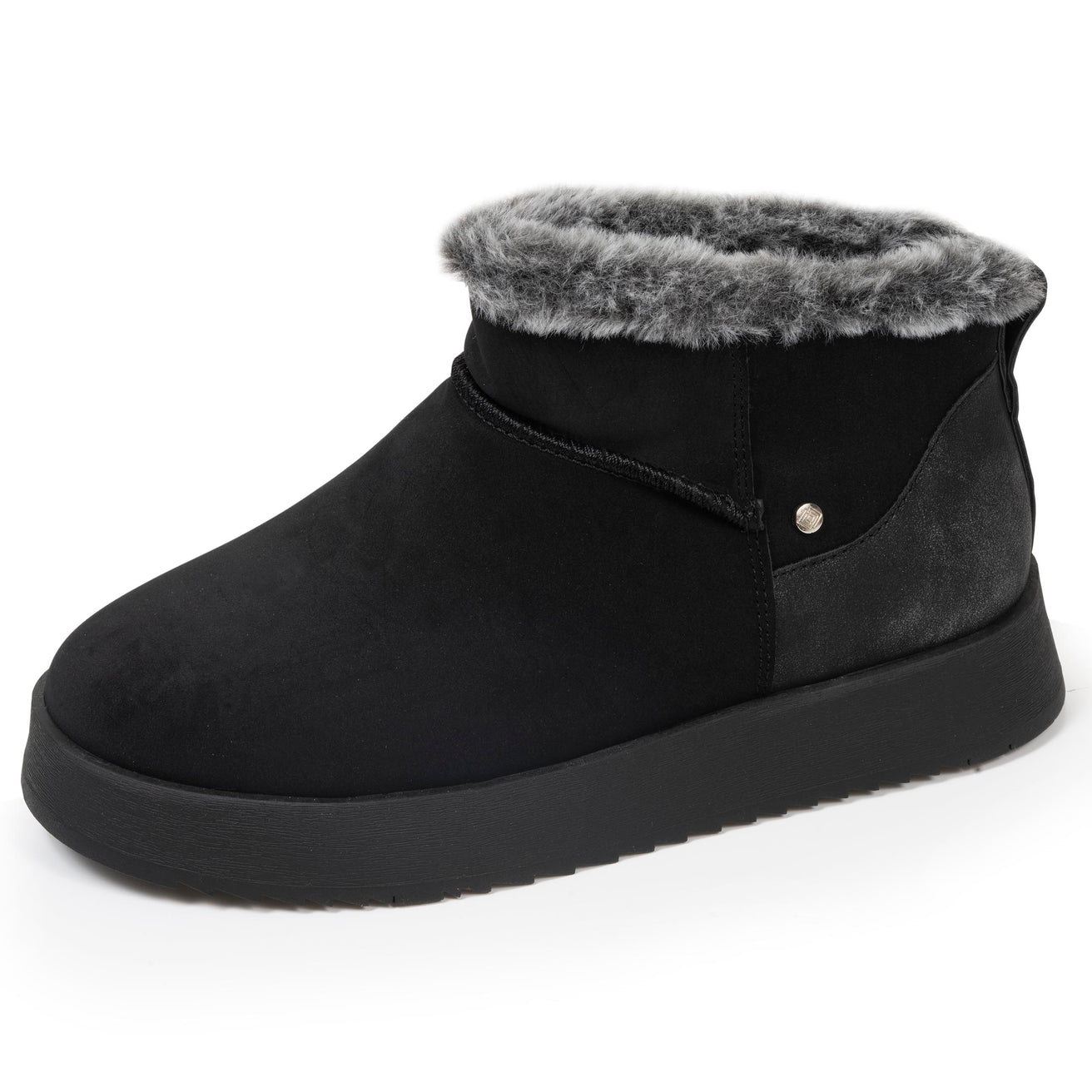 Botines bajos Mujer borde imitación piel Negro