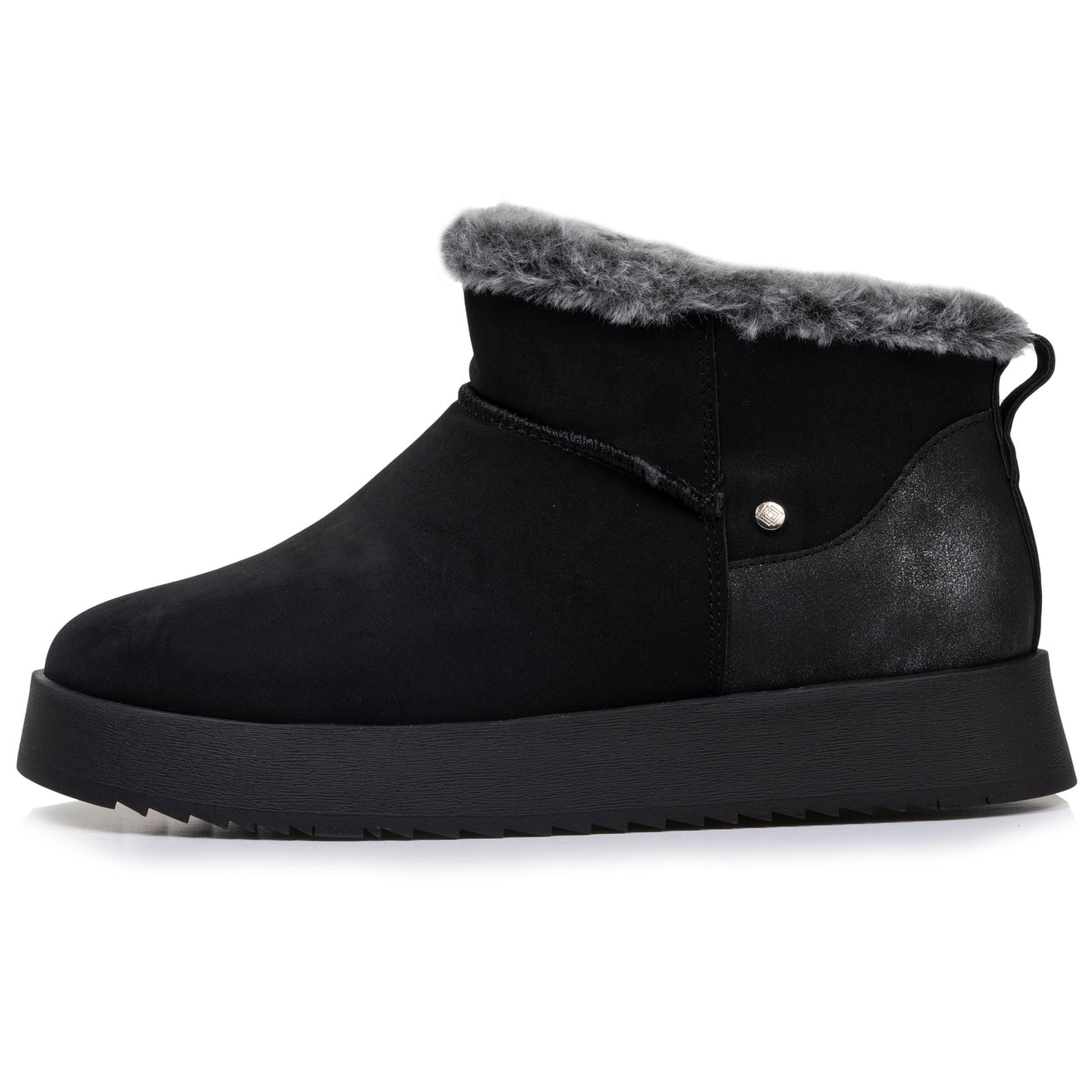 Botines bajos Mujer borde imitación piel Negro