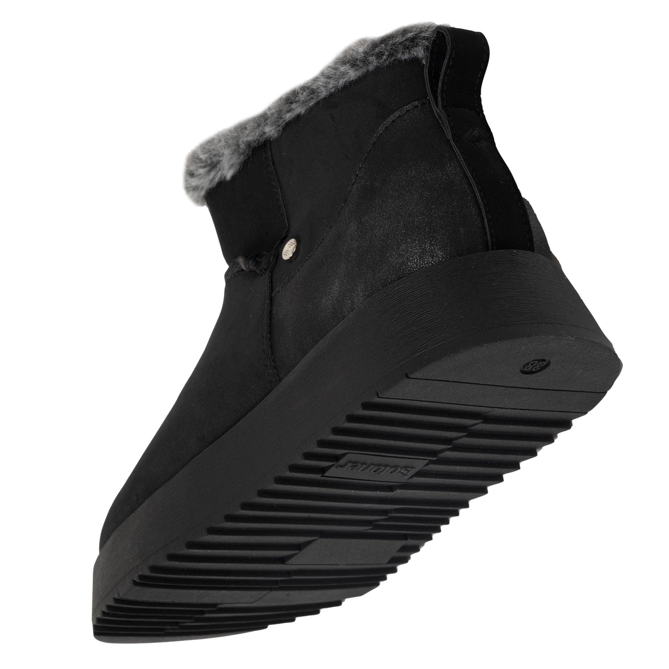 Botines bajos Mujer borde imitación piel Negro