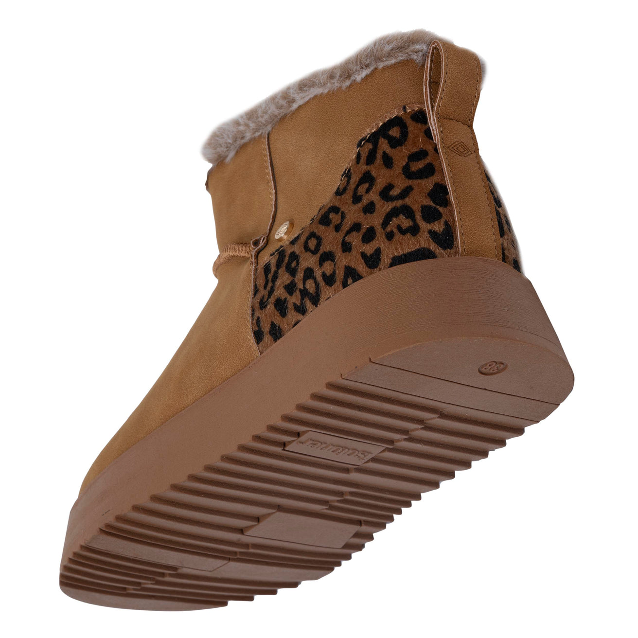 Botines bajos Mujer borde imitación piel Camel Leopardo