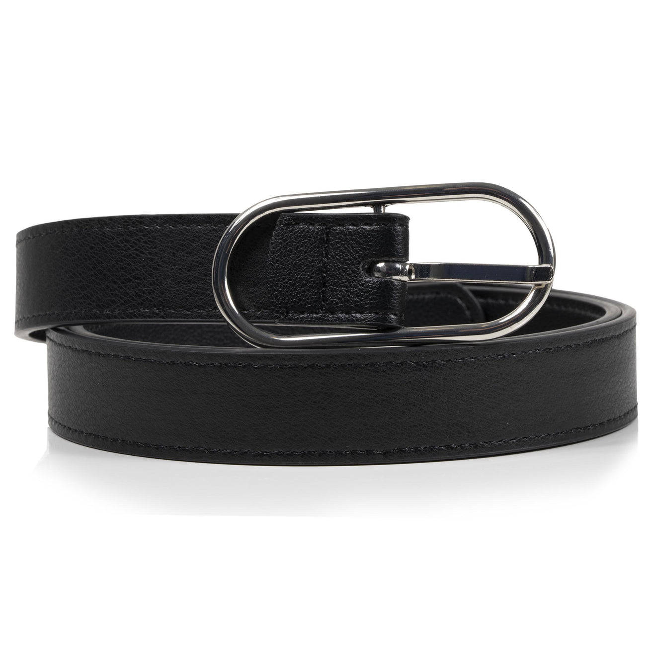 Cinturón Mujer Negro Hebilla Ovalada