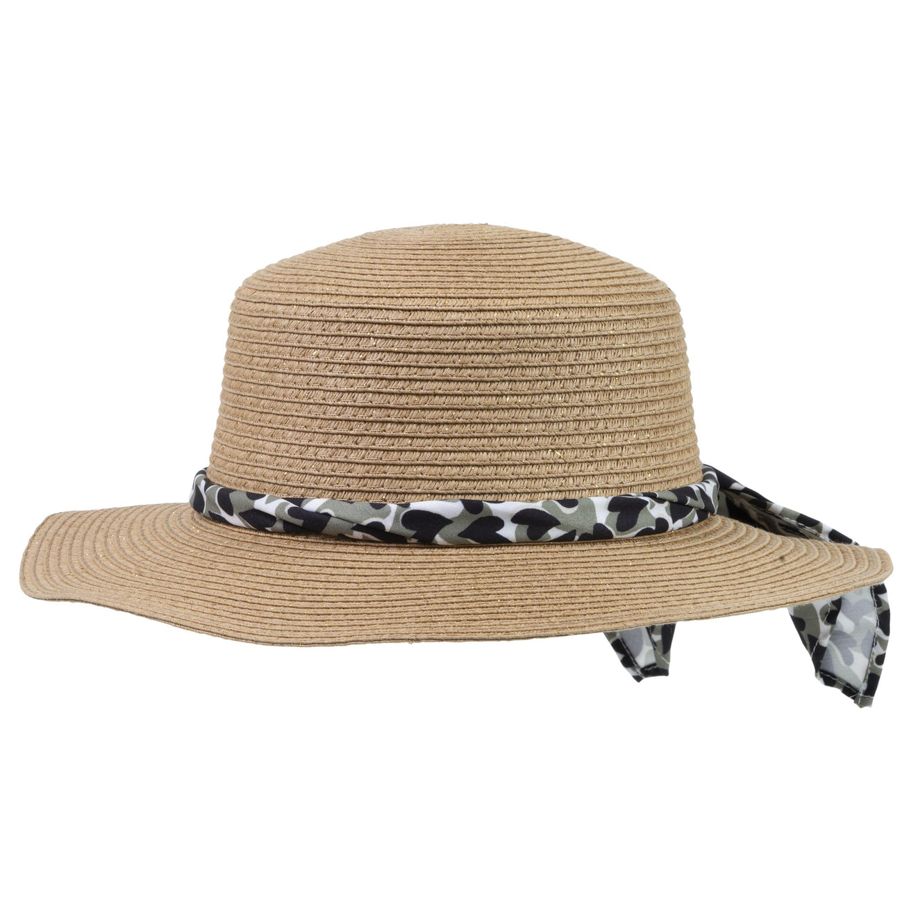 Sombrero Mujer Canotier pañuelo caqui corazón