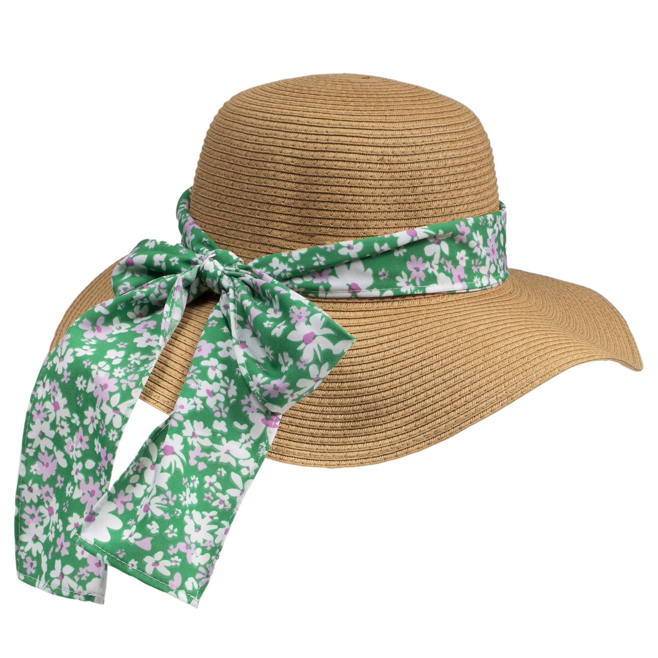 Sombrero Mujer capeline Pañuelo flores verdes