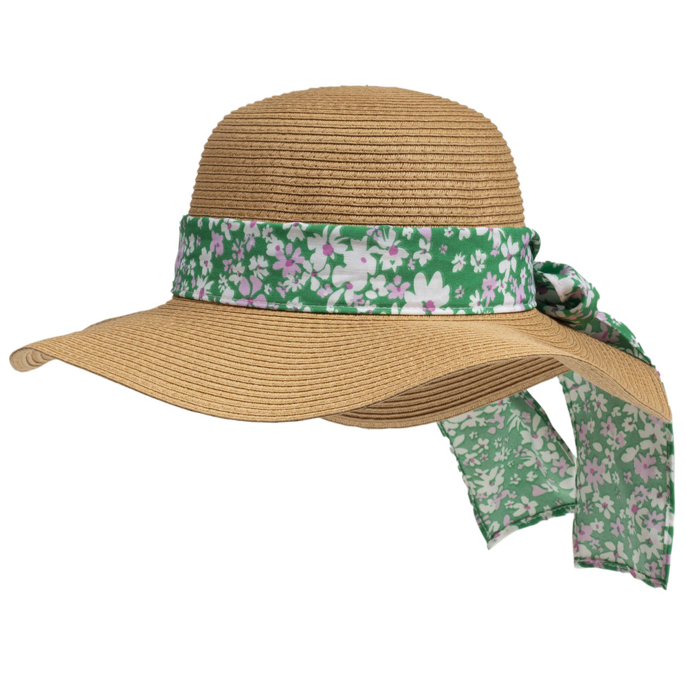 Sombrero Mujer capeline Pañuelo flores verdes - Isotoner