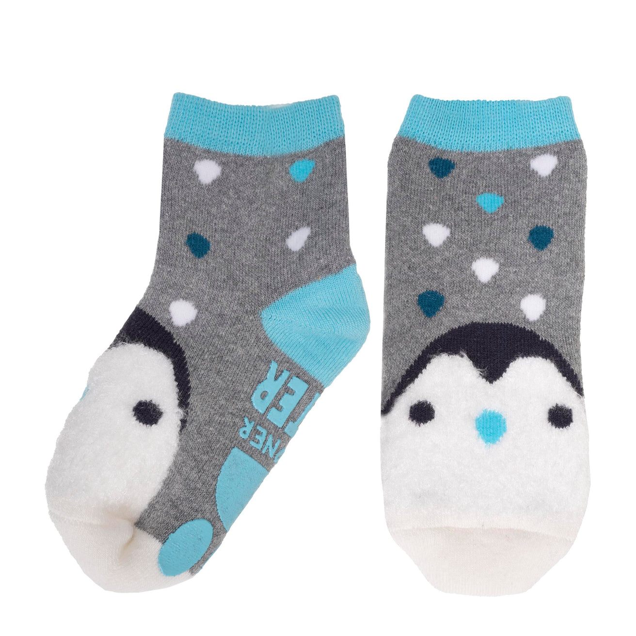Calcetines bajos antideslizantes Niños Pingüino Gris jaspeado 1/4 años
