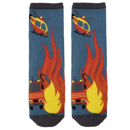 Calcetines bajas antideslizantes Niño Bombero Azul 5/8 años - Isotoner