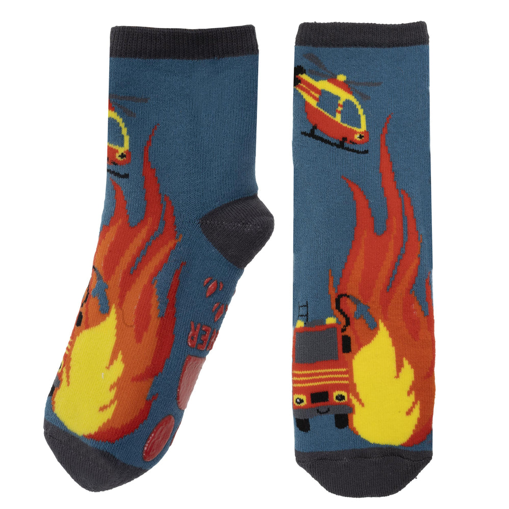 Calcetines bajas antideslizantes Niño Bombero Azul 5/8 años - Isotoner
