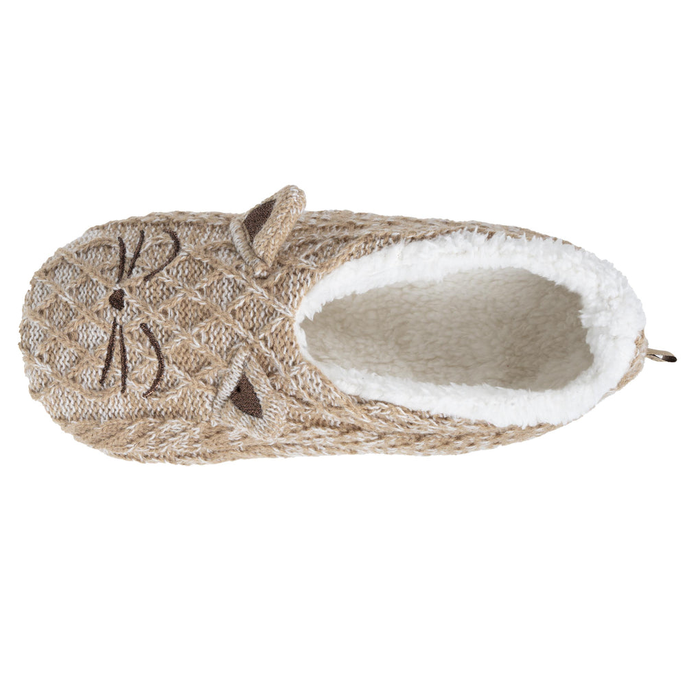 Calcetines-pantuflas forrados Mujer Malla Gato Beige - Isotoner