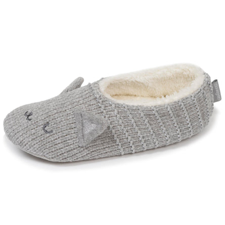 Calcetines-pantuflas forrados Mujer Gato Gris - Isotoner