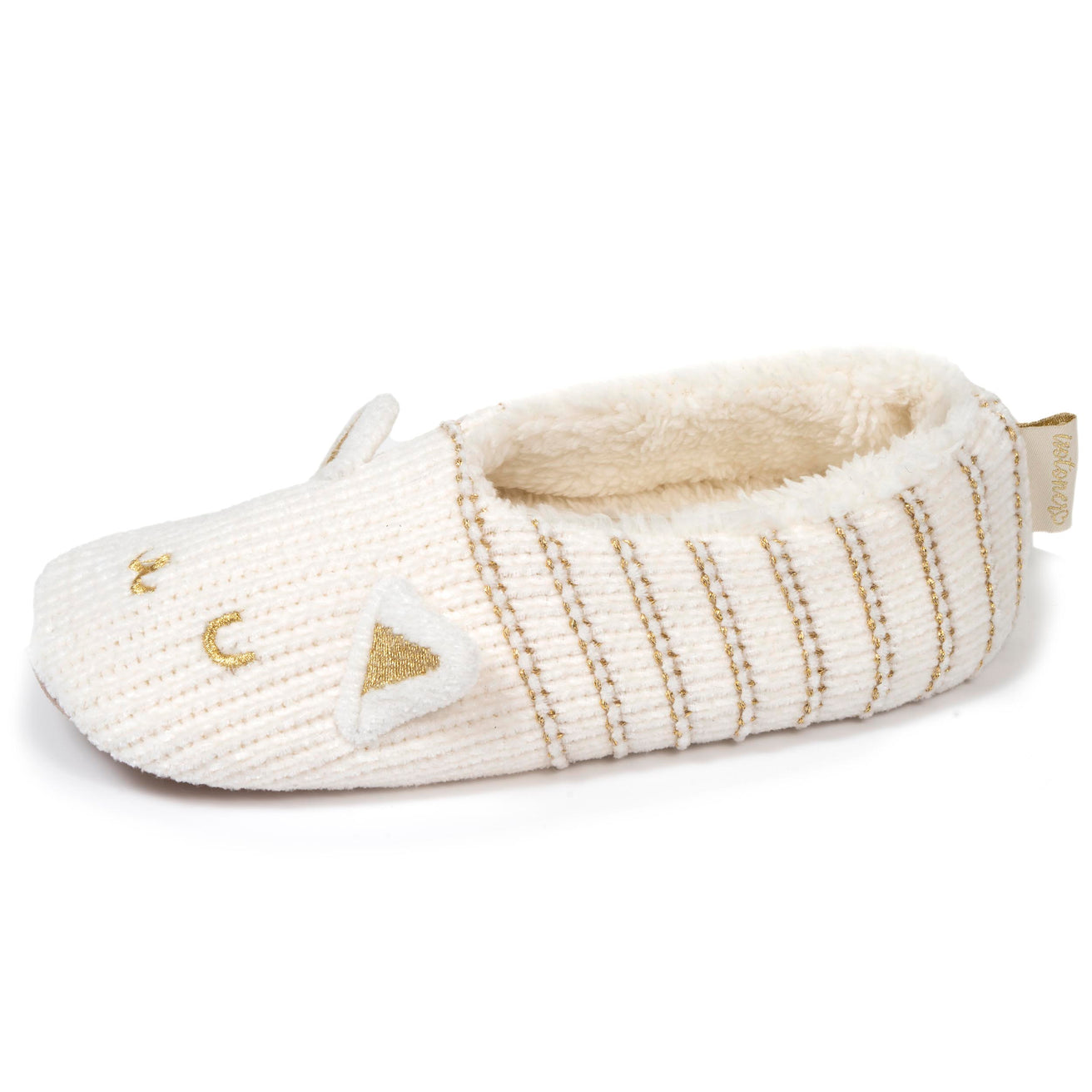 Calcetines-pantuflas forrados Mujer Gato Marfil