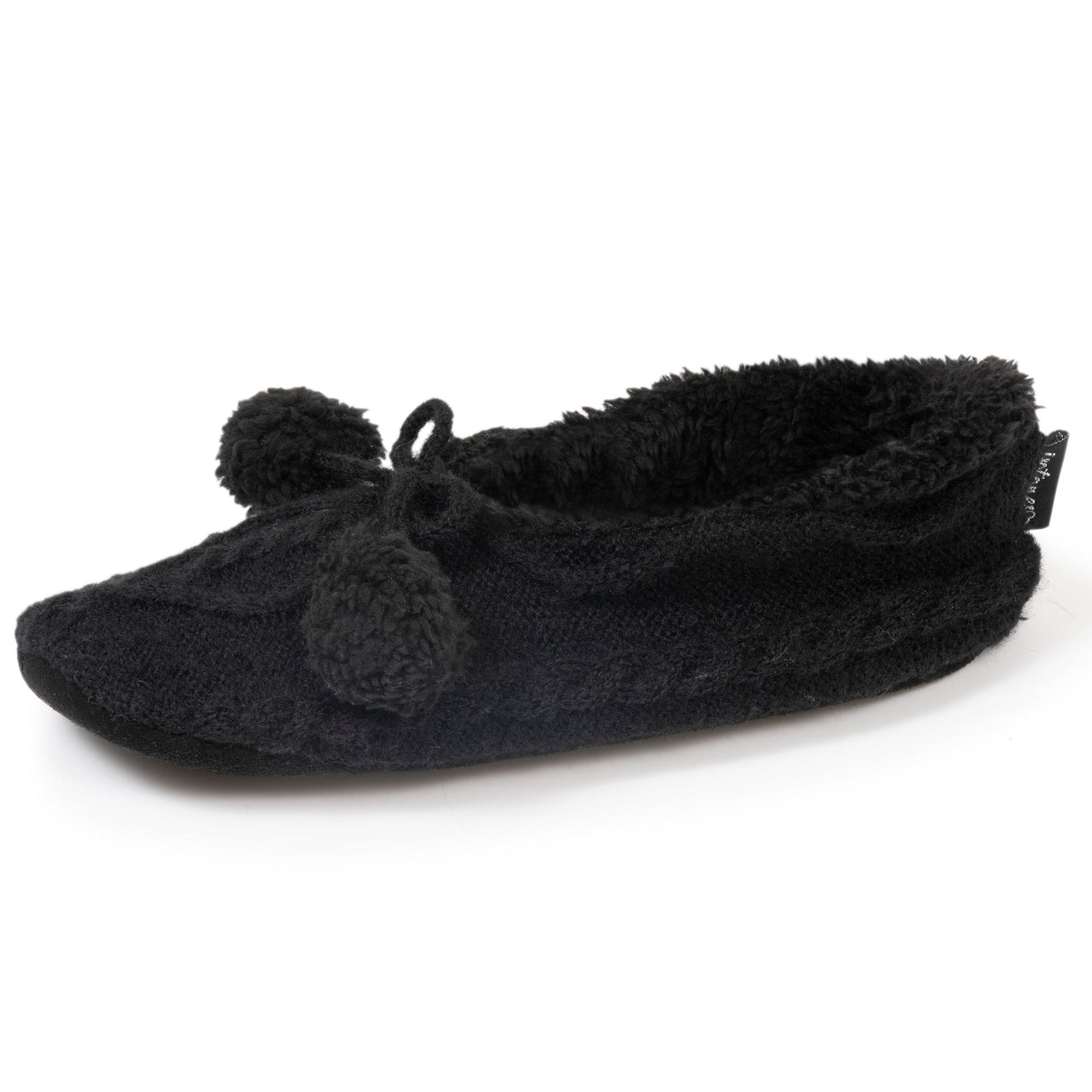 Calcetines-pantuflas forrados Mujer Pompones Negro
