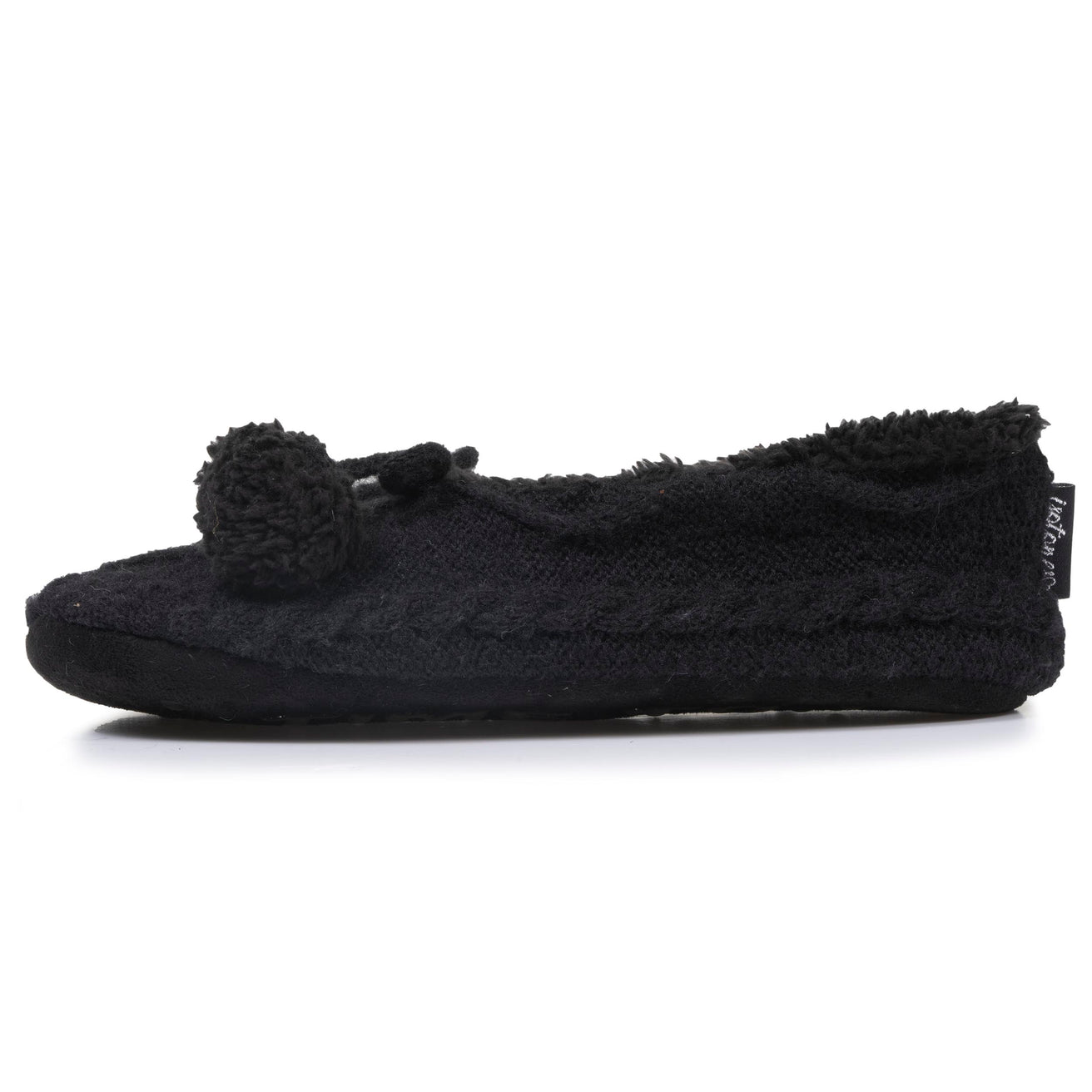 Calcetines-pantuflas forrados Mujer Pompones Negro