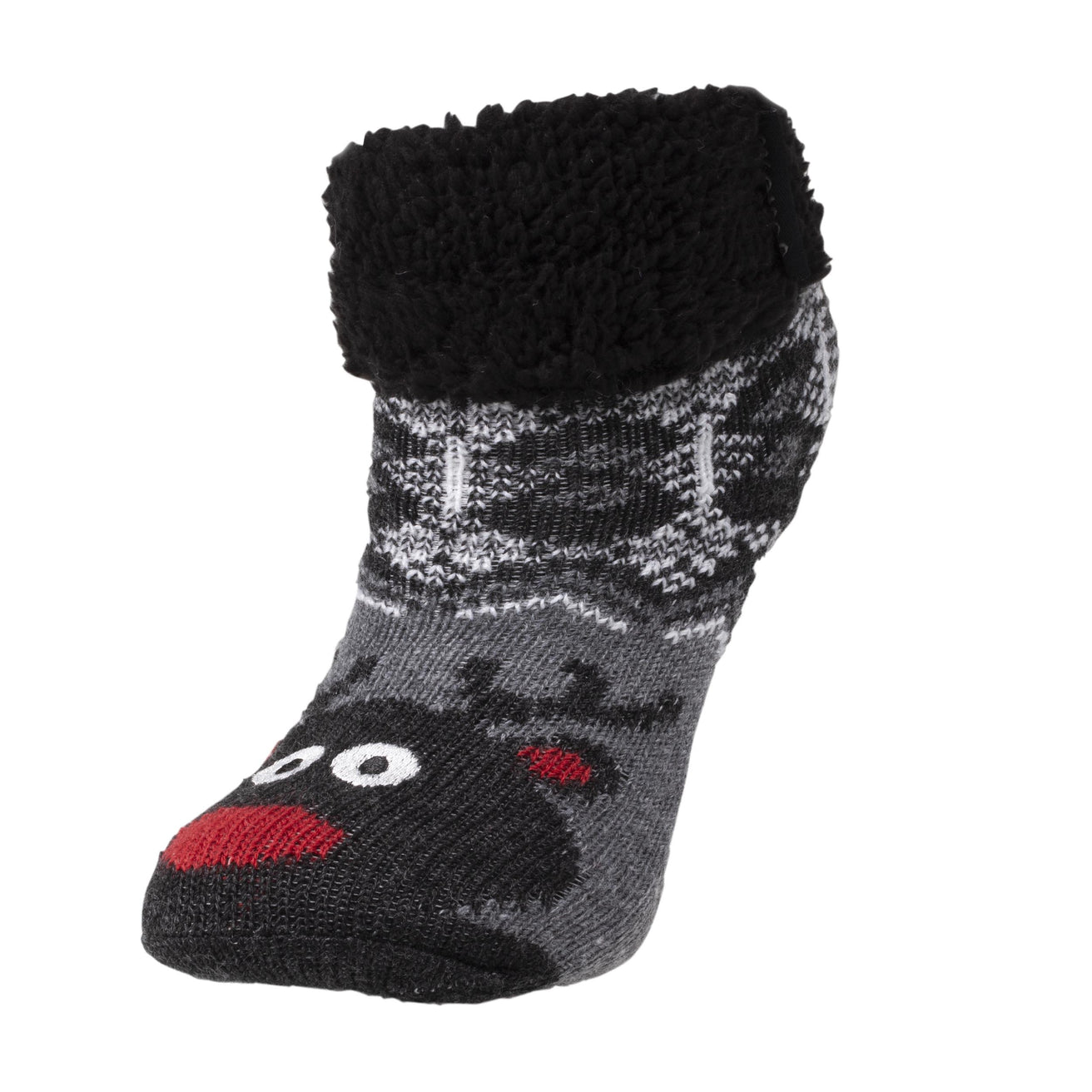 Calcetines forrados Niños Oso Navidad Reno Gris 1/8 años