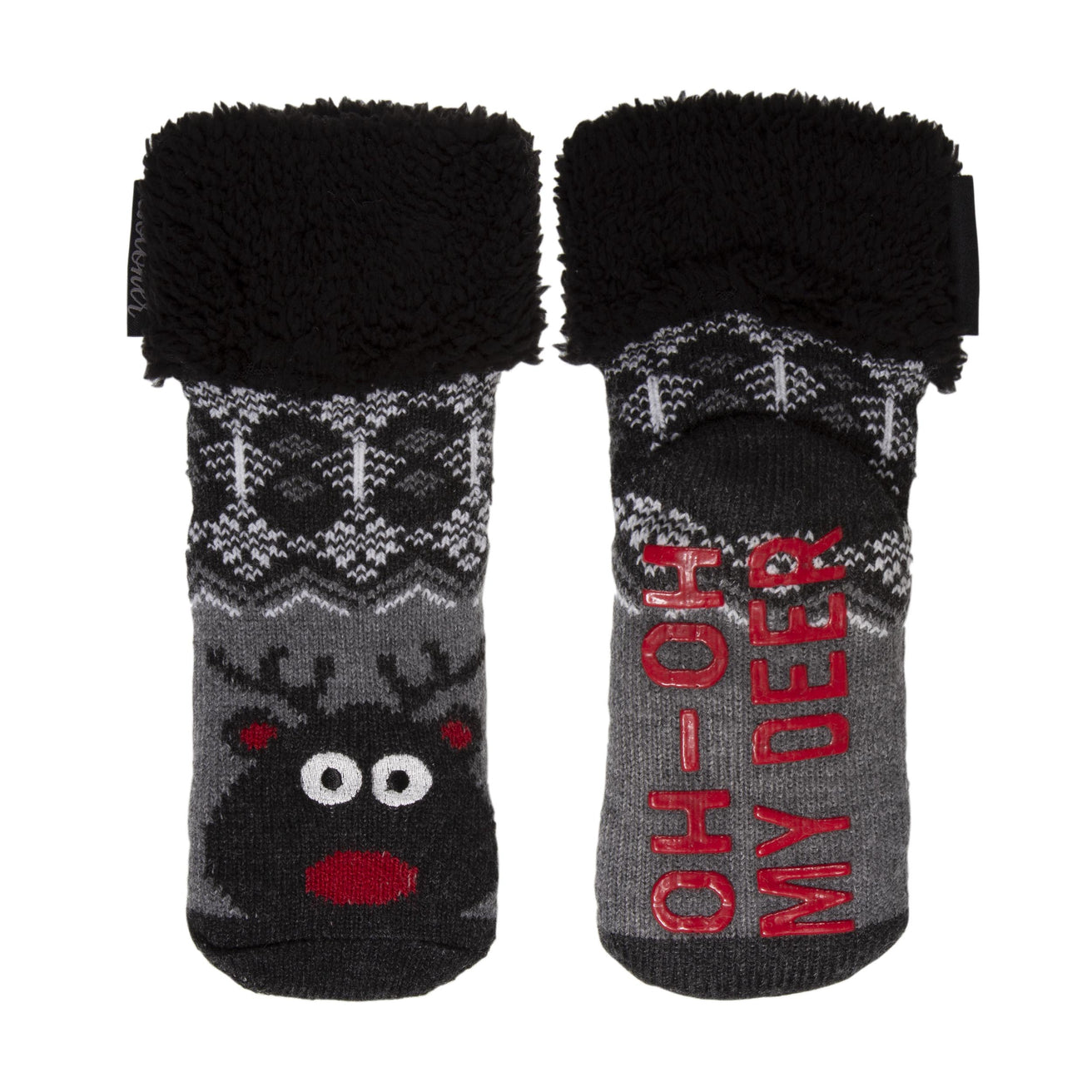 Calcetines forrados Niños Oso Navidad Reno Gris 1/8 años