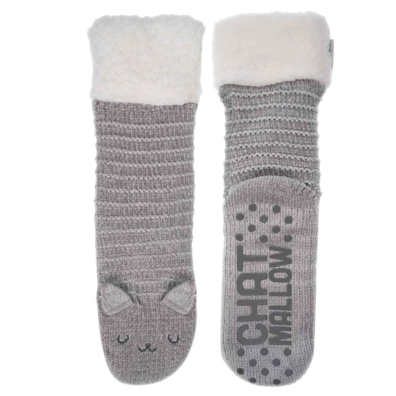 Calcetines forrados Mujer Gato Gris