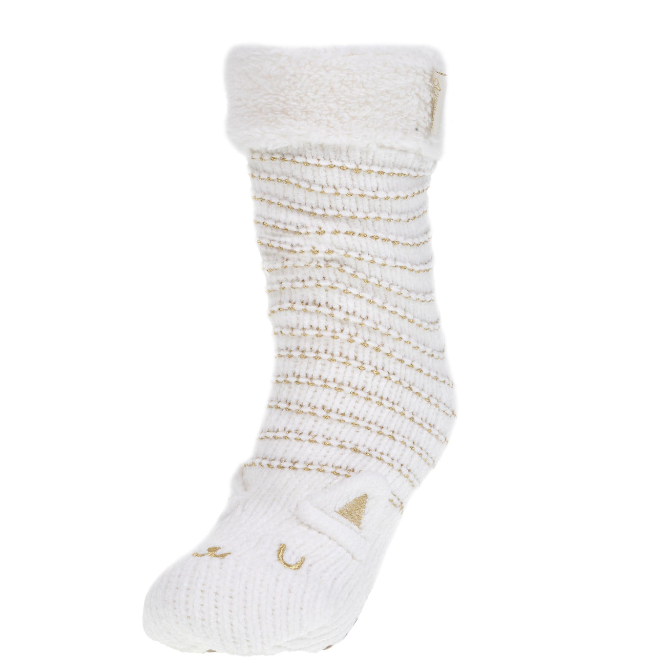 Calcetines forrados Mujer Gato Marfil