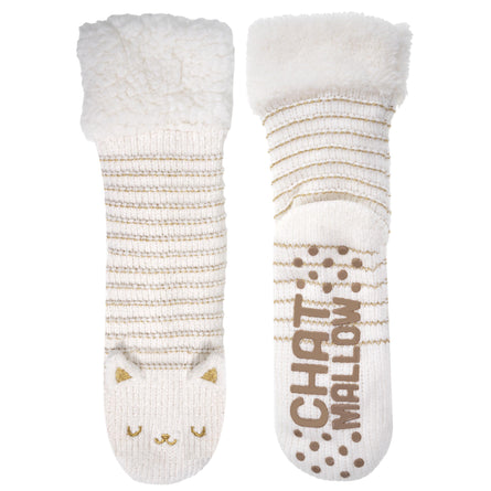 Calcetines forrados Mujer Gato Marfil - Isotoner