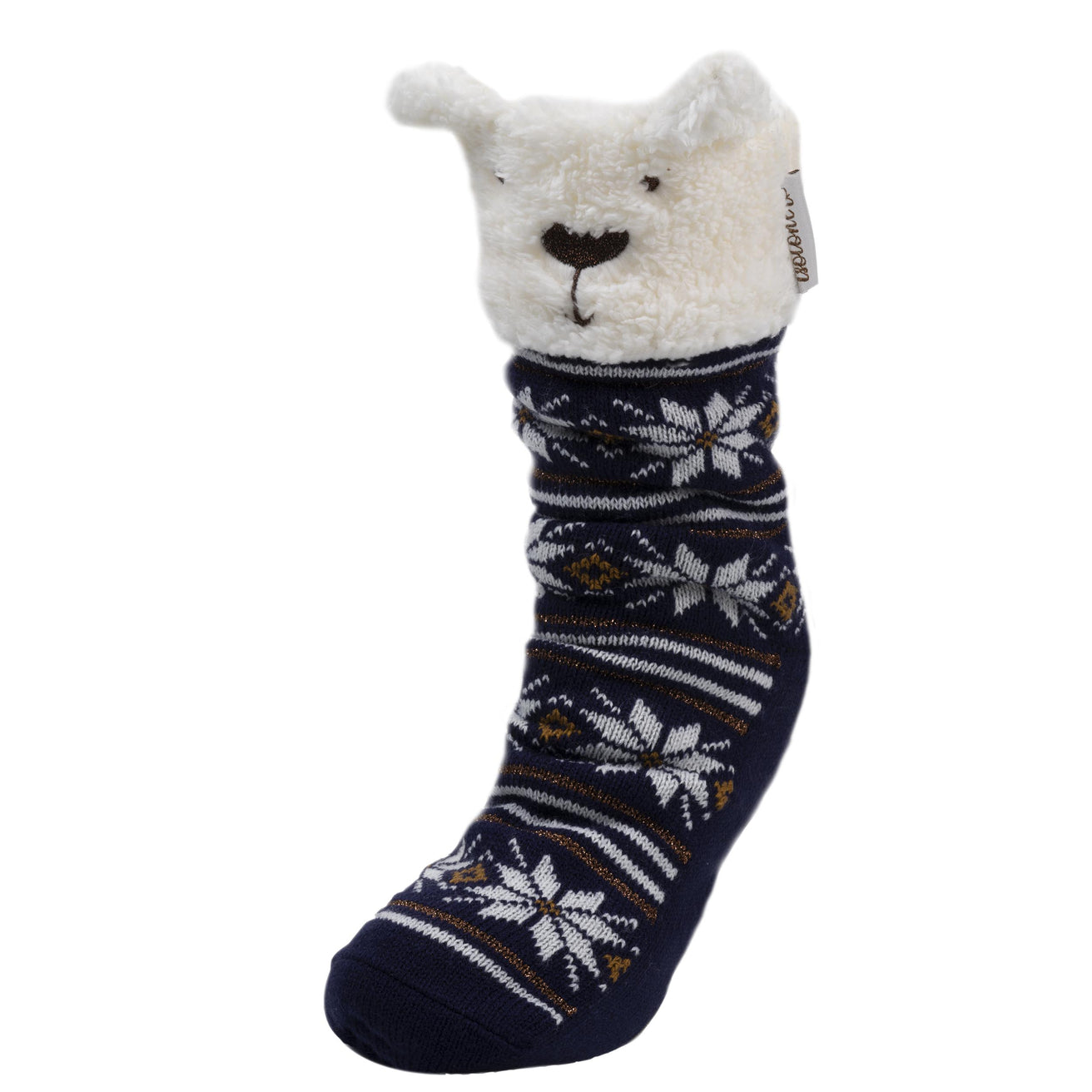 Calcetines forrados Mujer Oso Jacquard marino