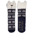 Calcetines forrados Mujer Oso Jacquard marino